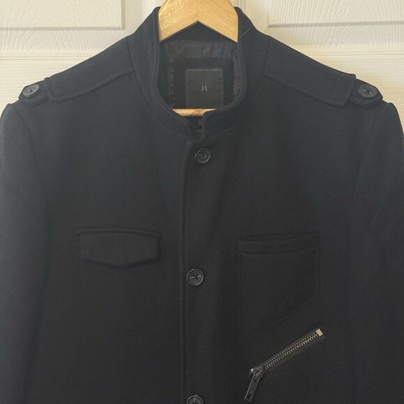 Jack & Jones Gas Wool Jacket Men’s L 180/100A Black Military Coat Wool Blend - Picture 4 of 10